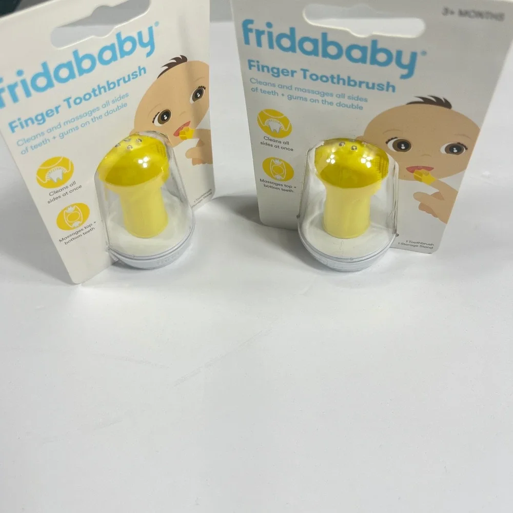 Fridababy Finger Toothbrush Silicone Oral Care Yellow Unisex 3+ Months 2 Pack